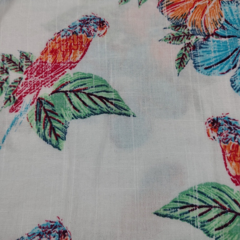 IZOD Saltwater Mens 2XL Reverse Print Parrot Tropical Linen Look Cotton Shirt - Picture 3 of 16